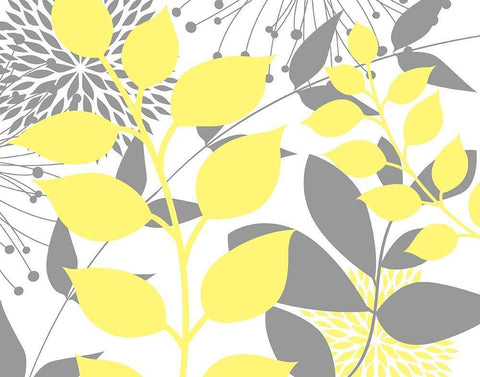 Yellow Foliage Floral III White Modern Wood Framed Art Print with Double Matting by Robinson, Tamara