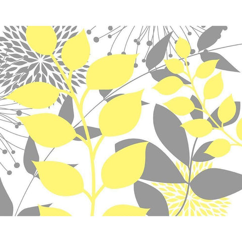 Yellow Foliage Floral III Black Modern Wood Framed Art Print by Robinson, Tamara
