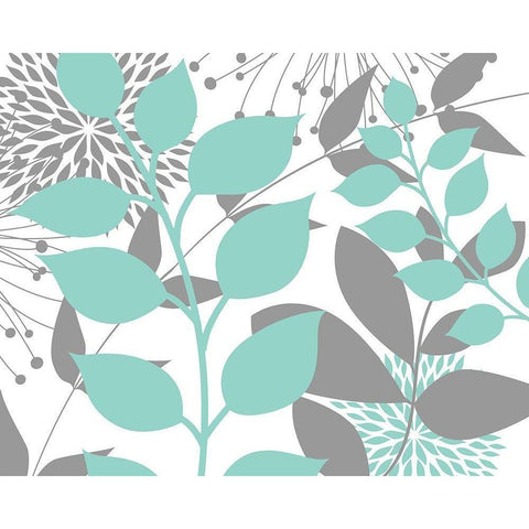 Teal Foliage Floral III White Modern Wood Framed Art Print by Robinson, Tamara