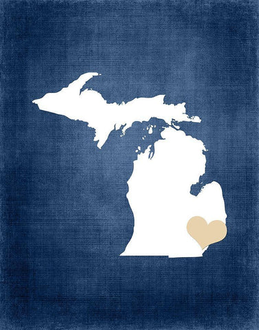 Michigan White Modern Wood Framed Art Print with Double Matting by Robinson, Tamara