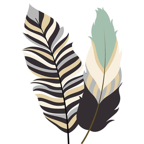 Feather III White Modern Wood Framed Art Print with Double Matting by Robinson, Tamara