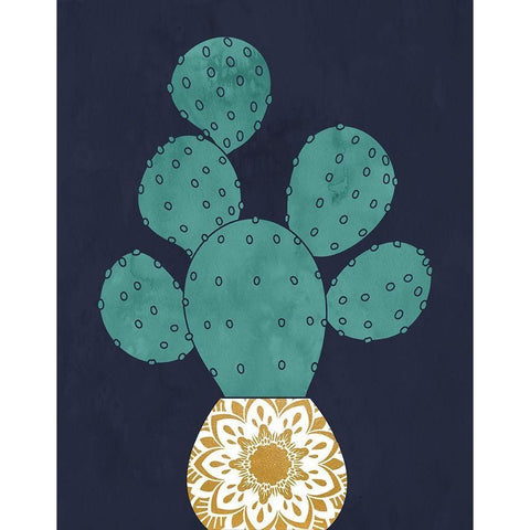 Cactus II Black Modern Wood Framed Art Print with Double Matting by Robinson, Tamara