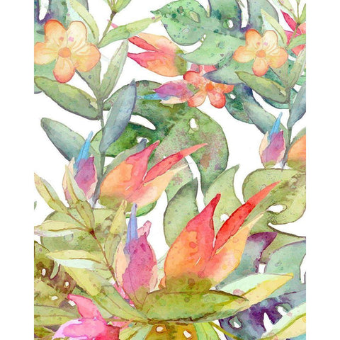 Tropical Watercolor Black Modern Wood Framed Art Print by Robinson, Tamara