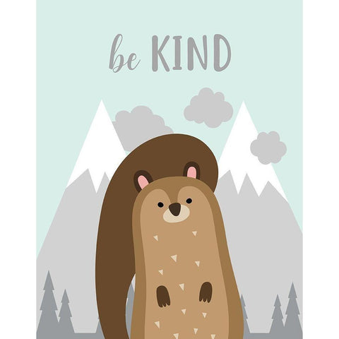 Be Kind Squirrel White Modern Wood Framed Art Print by Robinson, Tamara