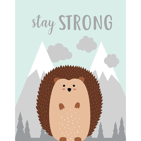 Stay Strong Hedgehog White Modern Wood Framed Art Print by Robinson, Tamara