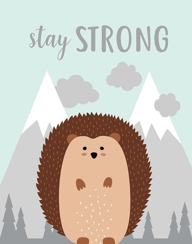 Stay Strong Hedgehog Black Ornate Wood Framed Art Print with Double Matting by Robinson, Tamara