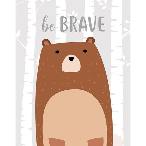 Be Brave Bear White Modern Wood Framed Art Print by Robinson, Tamara