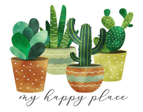 Happy Place Black Ornate Wood Framed Art Print with Double Matting by Robinson, Tamara