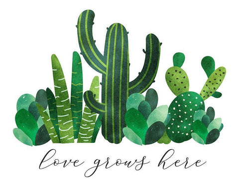 Love Grows White Modern Wood Framed Art Print with Double Matting by Robinson, Tamara