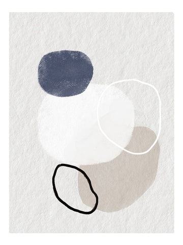 Stones II White Modern Wood Framed Art Print with Double Matting by Dundon, Denise