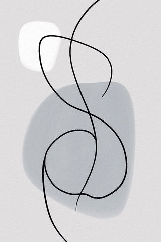 Curvy Lines White Modern Wood Framed Art Print with Double Matting by Dundon, Denise