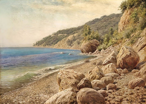 Sandstone Beach Black Ornate Wood Framed Art Print with Double Matting by Dundon, Denise