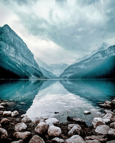 Glacial Lake Black Modern Wood Framed Art Print by Dundon, Denise