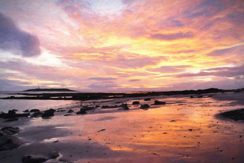 Golden Sunrise Black Ornate Wood Framed Art Print with Double Matting by Dundon, Denise