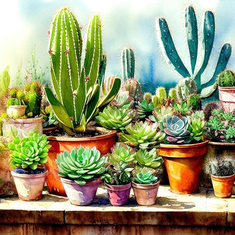 Cacti and Succulents XVIII Black Ornate Wood Framed Art Print with Double Matting by Dundon, Denise