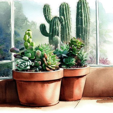 Cacti and Succulents XXV Black Modern Wood Framed Art Print by Dundon, Denise