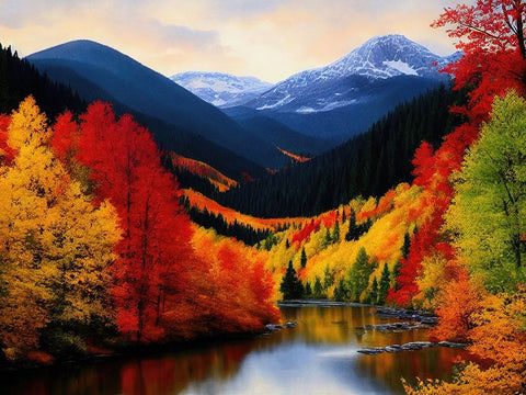 Autumn Vista II White Modern Wood Framed Art Print with Double Matting by Dundon, Denise