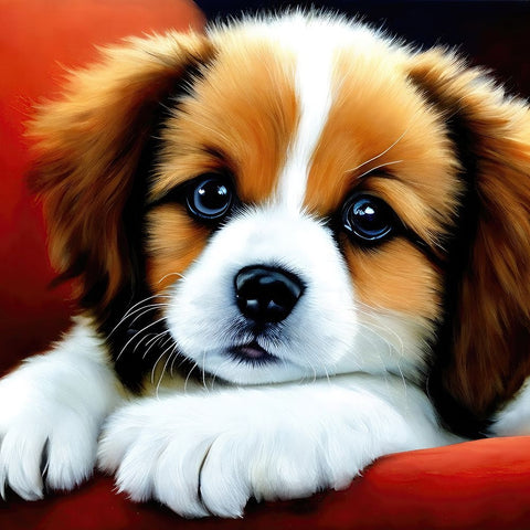 Puppy Black Modern Wood Framed Art Print by Dundon, Denise