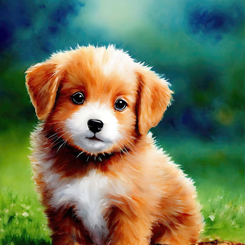 Puppy III White Modern Wood Framed Art Print with Double Matting by Dundon, Denise