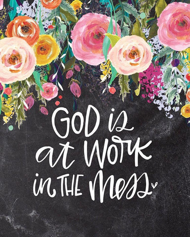 God is at Work Black Ornate Wood Framed Art Print with Double Matting by Wieners, Valerie