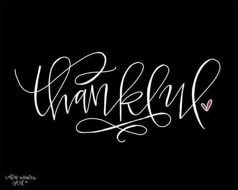 Thankful Black Black Ornate Wood Framed Art Print with Double Matting by Wieners, Valerie