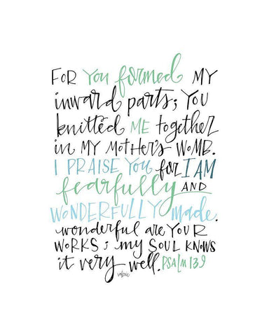 Psalm 139 Color Black Ornate Wood Framed Art Print with Double Matting by Wieners, Valerie