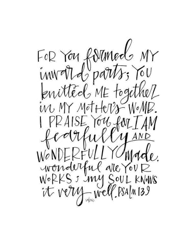 Psalm 139 White Modern Wood Framed Art Print with Double Matting by Wieners, Valerie