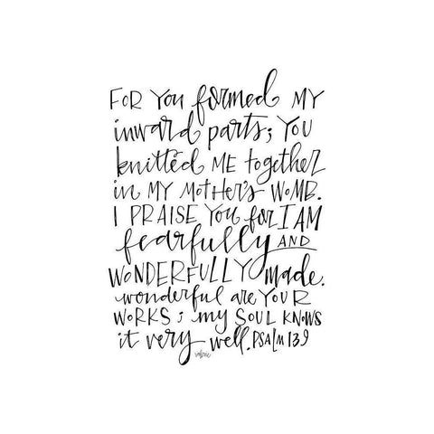 Psalm 139 Black Modern Wood Framed Art Print by Wieners, Valerie