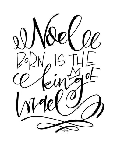 Born is the King White Modern Wood Framed Art Print with Double Matting by Wieners, Valerie