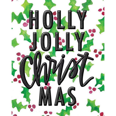 Holly Jolly Black Modern Wood Framed Art Print by Wieners, Valerie