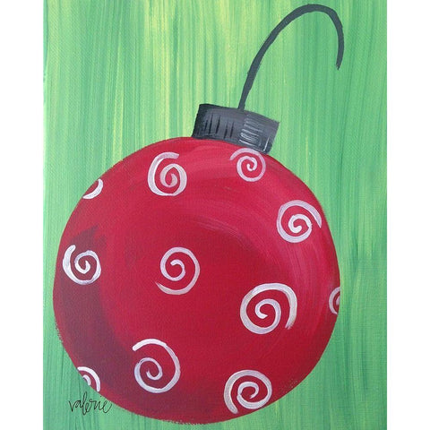 Red Ornament White Modern Wood Framed Art Print by Wieners, Valerie