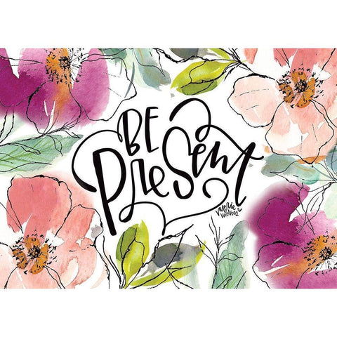 Be Present White Modern Wood Framed Art Print by Wieners, Valerie