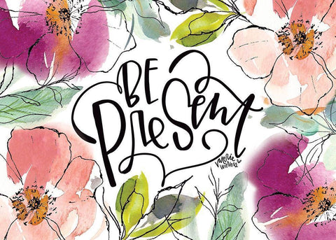 Be Present Black Ornate Wood Framed Art Print with Double Matting by Wieners, Valerie