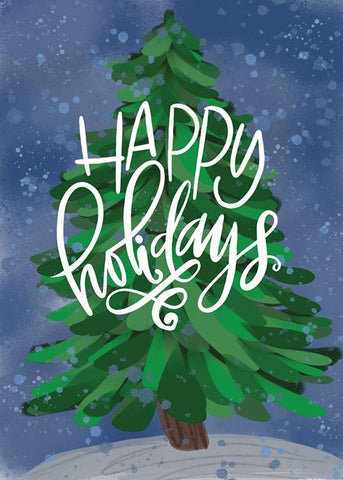 Happy Holidays White Modern Wood Framed Art Print with Double Matting by Wieners, Valerie