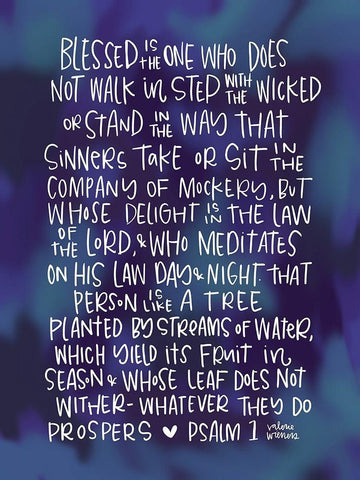 Blessed is the One White Modern Wood Framed Art Print with Double Matting by Wieners, Valerie