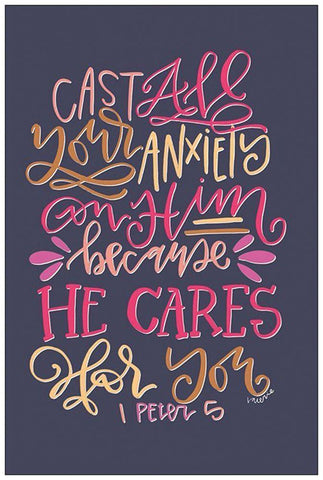 He Cares White Modern Wood Framed Art Print with Double Matting by Wieners, Valerie