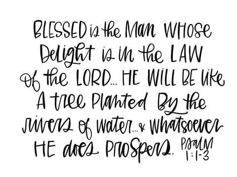 Blessed is the Man White Modern Wood Framed Art Print with Double Matting by Wieners, Valerie