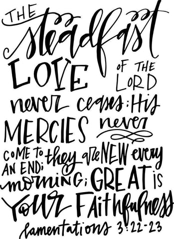 Great is Your Faithfulness Black Ornate Wood Framed Art Print with Double Matting by Wieners, Valerie