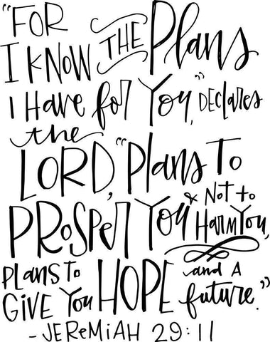 Jeremiah 29:11 Black Ornate Wood Framed Art Print with Double Matting by Wieners, Valerie