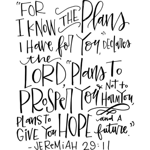 Jeremiah 29:11 Black Modern Wood Framed Art Print with Double Matting by Wieners, Valerie