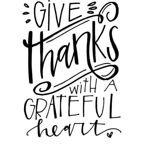 Give Thanks Black Modern Wood Framed Art Print with Double Matting by Wieners, Valerie