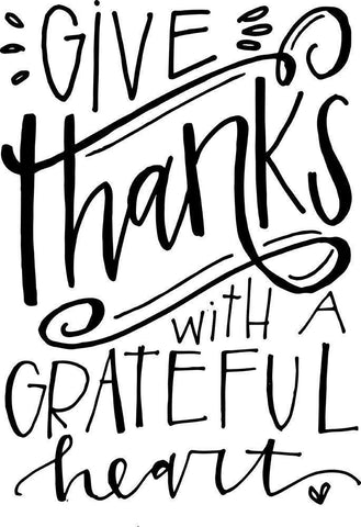 Give Thanks Black Ornate Wood Framed Art Print with Double Matting by Wieners, Valerie