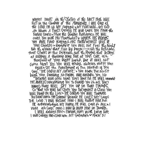 Psalm 91 Black Modern Wood Framed Art Print with Double Matting by Wieners, Valerie