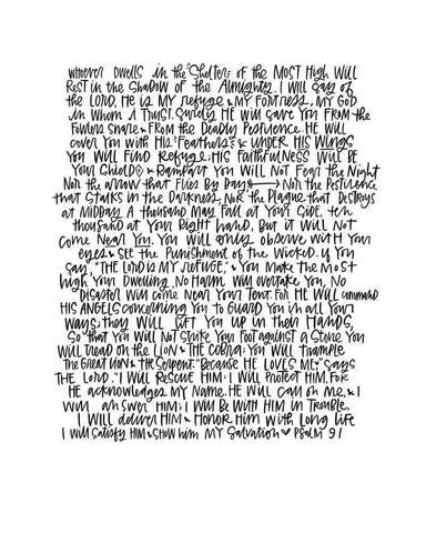 Psalm 91 Black Ornate Wood Framed Art Print with Double Matting by Wieners, Valerie