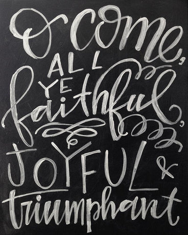 Joyful Chalk Black Ornate Wood Framed Art Print with Double Matting by Wieners, Valerie