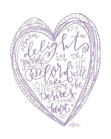 Delight Heart White Modern Wood Framed Art Print with Double Matting by Wieners, Valerie