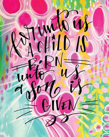 Unto Us White Modern Wood Framed Art Print with Double Matting by Wieners, Valerie