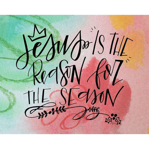 Jesus Is Watercolor Black Modern Wood Framed Art Print with Double Matting by Wieners, Valerie