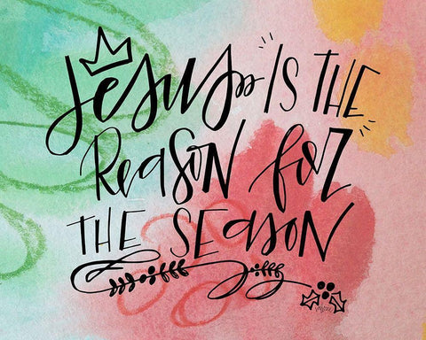 Jesus Is Watercolor White Modern Wood Framed Art Print with Double Matting by Wieners, Valerie