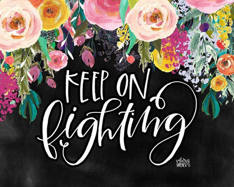 Keep on Fighting White Modern Wood Framed Art Print with Double Matting by Wieners, Valerie